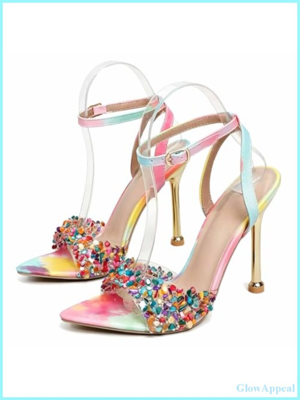 Women's Stiletto Heel Sandals Open Pointed Toe Ankle Strap Faux Leather Party